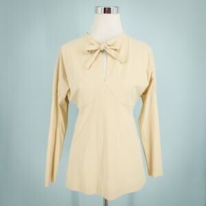 Schella Kann 2 36 Size Small S Ivory Tie Keyhole Neck Long Sleeve Knit Top